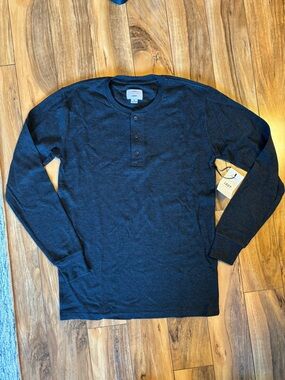 Men's Long Sleeve Henley Shirt in Dark Grey